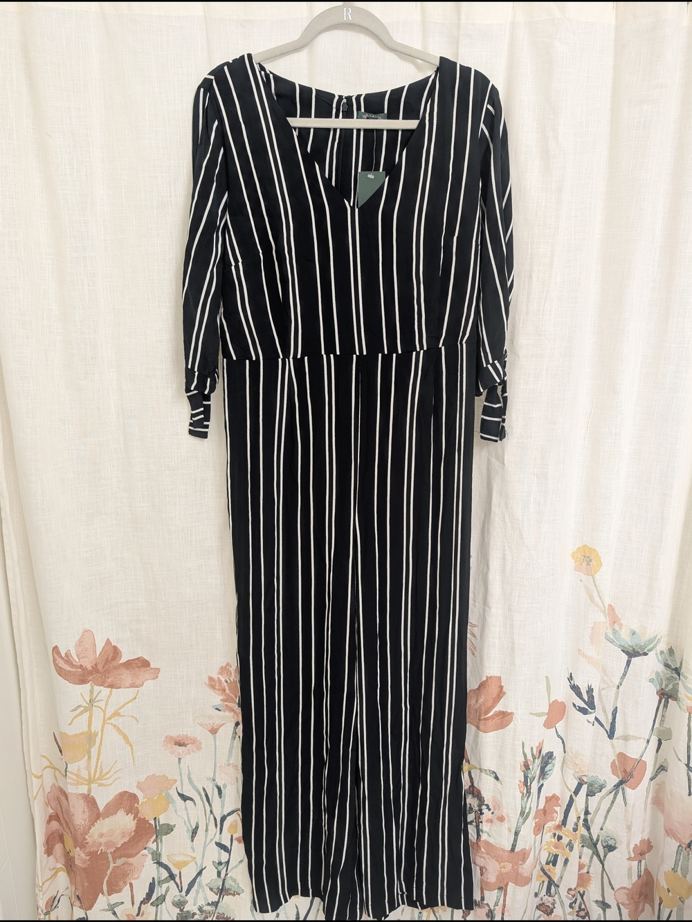 NWT Wild Fable Black White Striped Wide Leg Jumpsuit XL